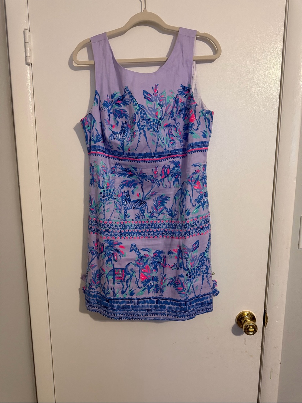 Lilly Pulitzer Lavender Sleeveless Shift Dress with Tropical Print size 12